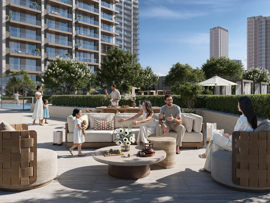 Padel court beside the outdoor lounge terrace