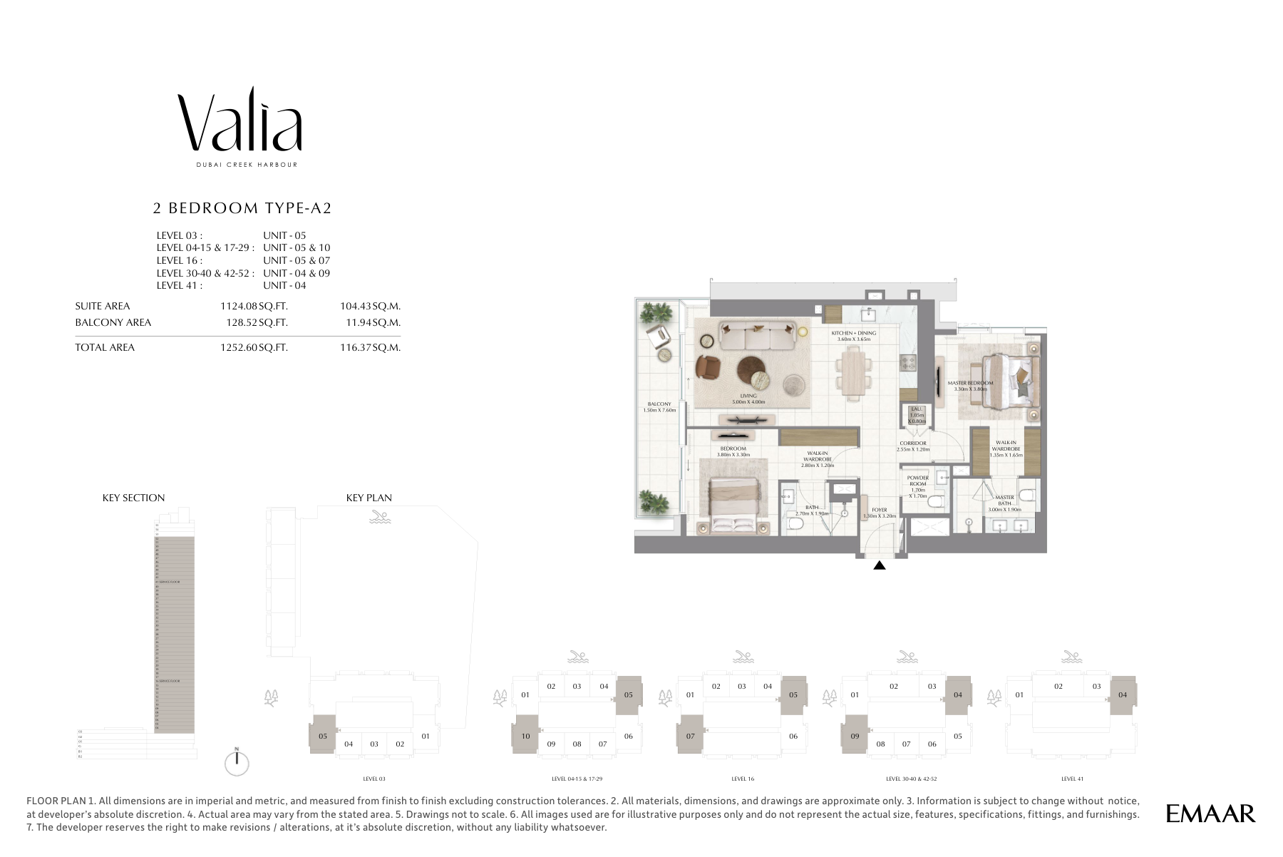 Valia 2-bedroom Type A2 floor plan, 1,253 sq ft